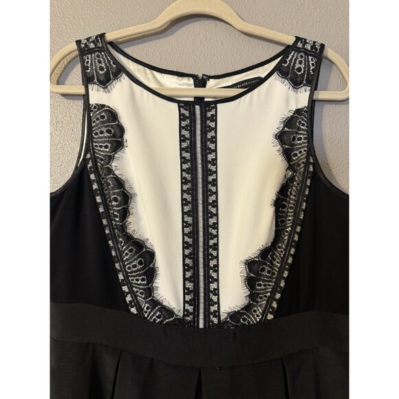 WHBM Dress 12 Ivory Black Tuxedo Lace A Line Sleeveless Pockets Party Wedding - Picture 16 of 16